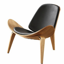 Load image into Gallery viewer, Nordic minimalist three-legged shell chair ash plywood black artificial leather living room furniture modern shell chair LB60930
