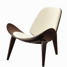 Load image into Gallery viewer, Nordic minimalist three-legged shell chair ash plywood black artificial leather living room furniture modern shell chair LB60930
