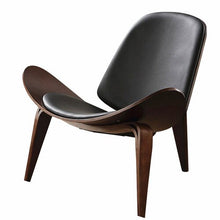 Load image into Gallery viewer, Nordic minimalist three-legged shell chair ash plywood black artificial leather living room furniture modern shell chair LB60930
