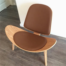 Load image into Gallery viewer, Nordic minimalist three-legged shell chair ash plywood black artificial leather living room furniture modern shell chair LB60930
